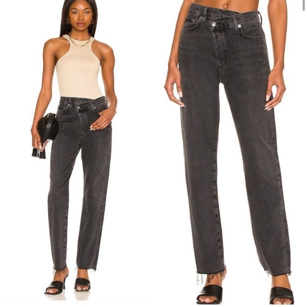 NEW AGOLDE Criss Cross Straight in shambles black a097c-1157 Size 24